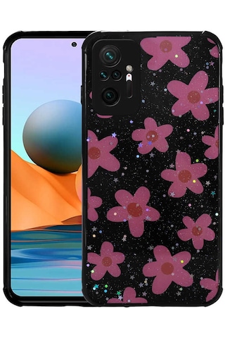 Redmi Note 10 Pro Kılıf Simli Desenli Kamera Korumalı Parlak Popy Kapak - Ku Kulübe Kulübe