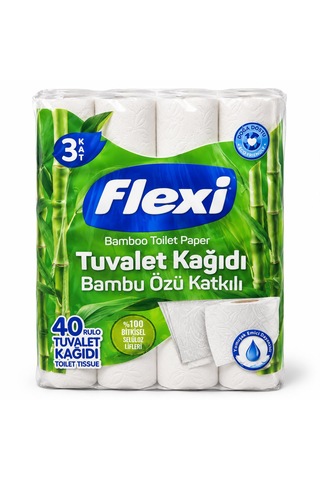 Flexı Bamboo 40 Rulo 3 Katlı Bambu Özlü Tuvalet Kağıdı