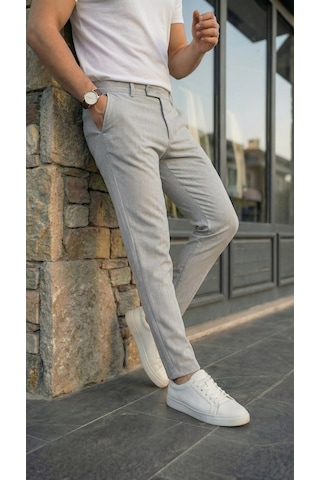 Modi Erkek Slim Fit Dilli Kumaş Pantolon Gri