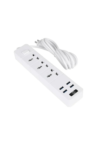 Aubyhe 7'li Akıllı Güç Çizgisi: 3 Ac Prizi + 4 Usb Port 5v/3.1a , Aşırı Akım/kısa Devre Koruma, 1.8m Uzun Kablolu, Ev/ofis/seyahat İçin