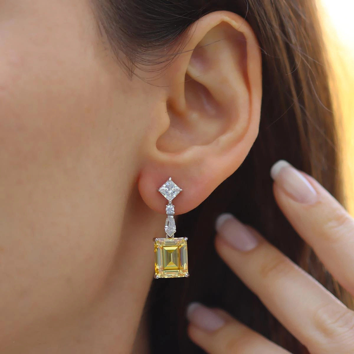 Emerald Sitrin Gümüş Küpe Gümüş