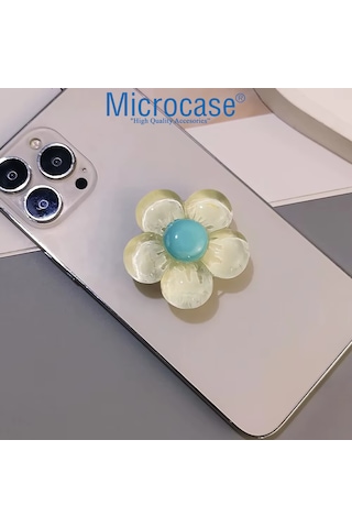 Microcase 3d Çiçek Tasarımlı 3m Yapıştırmalı El Parmak Tutucu Cep Telefonu Tutacağı Popsocket - Al5246 Sarı