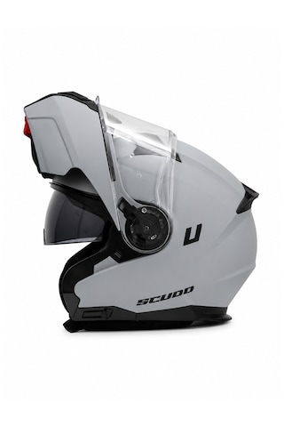 Scudo U Modüler Çene Açılır Güneş Vizörlü Motosiklet Kaskı Ece 22.06 Sertifikalı Mat Gri