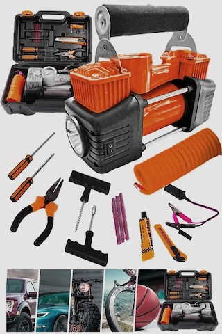 Pro Seri Çelik Gövde Çift Pistonlu 12 V 150 Psi Dakikada 85 Lt Araç Araba Lastik Bot Şişirme