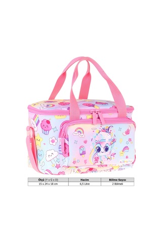 Kaukko Kids İki Bölmeli Thermo Okul Beslenme Çantası - Dondurma Desenli Pembe Renk Kız Çocuk - L5284 Pembe - Turkuaz