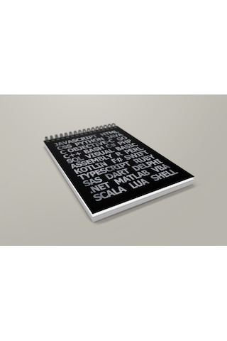 Notebook for Developers - Programming Languages - Siyah - Kısmi Lak'lı Yumuşak Kapak - 50 Yaprak - Kareli - Spiralli Bloknot