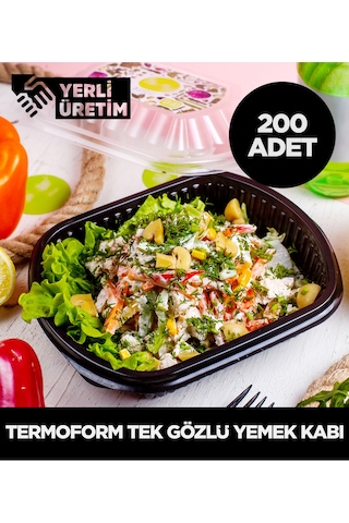 Termoform Tek Gözlü Yemek Kabı 200 Adet Diğer