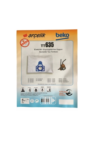 X-Bag Arçelik Uyumlu Beko Tt 635 Süpürge Toz Torbası 20 Adet (473134585) Standart