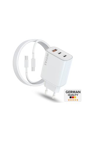 Woyax Hızlı Şarj Aleti 65w Type-c Kablo Beyaz Android / Tablet / Apple Uyumlu iPhone / Macbook/ Laptop