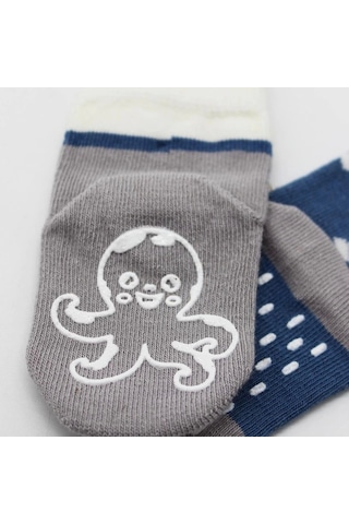 Bistyle Hayvan Figürlü Kaymaz Erkek Soket Çorap 2'li Bs10119 İndigo İndigo