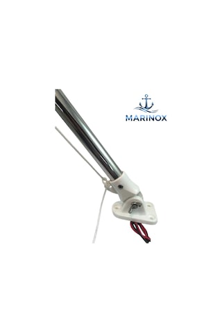 Çıpa Fenerli Işıklı Bayrak Direği 60 Cm Hareketli Ayaklı Marin Tip Paslanmaz Direk Çeşitleri Beyaz - Krom