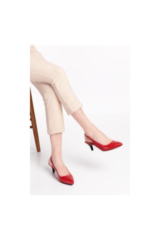 Gondol Kadın Hakiki Deri Orta Boy Topuk Stiletto Vdt.230 Kırmızı