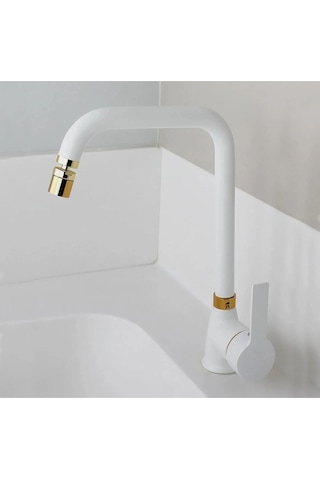4'lü Beyaz Gold Banyo Lavabo Ve Mutfak Batarya Seti Full Set Diğer