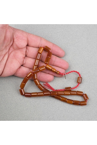 Omari Sıkma Kehribar Yumuşak Kesme Kesim Sistemli 7.5x10.5mm Tesbih