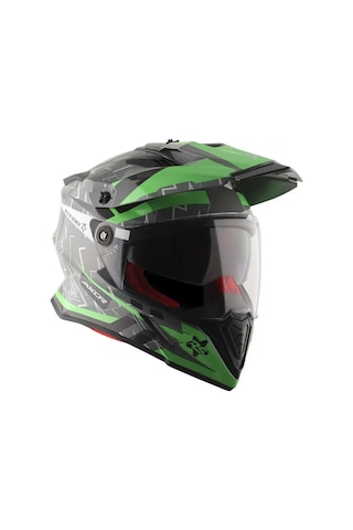 Cross Kask Vizörlü Axor Yeşil Gri Xl Gri - Yeşil XL