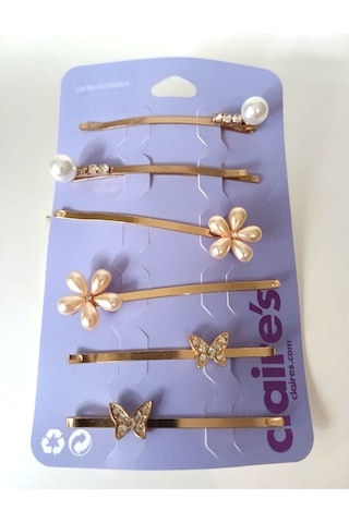 Claire's 6 Lı Metal Firkete Toka Seti Metalik