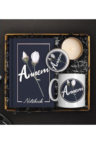 Anneler Gününe Özel Tasarım Defter & Kupa & Kokulu Mum Hediye Seti