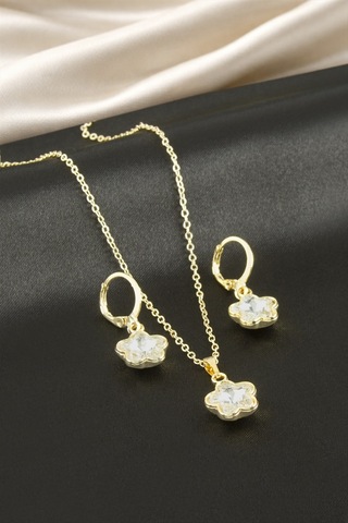 Zenviac456 Yıldız Taşlı Set Kolye Zenviac45678 Sarı