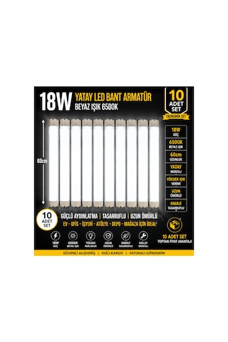 10 Adet Set- Led Bant Armatür 60 Cm Beyaz Işık Yüksek Lümenli Sıva Üstü Mutfak Atölye Aydınlatma,tavan Lambası ,led Lamba,otopark Lambası Diğer