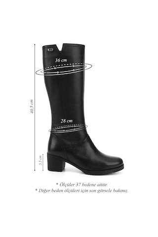 Gönderir Kadın Siyah Floter Fermuarlı Kalın Topuklu Hakiki Deri Çizme Gkzc13446529 Siyah