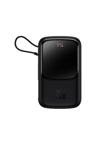 Baseus Qpow Pro 10000 mAh 20 W 3A Digital Display Hızlı Şarj Powerbank Siyah