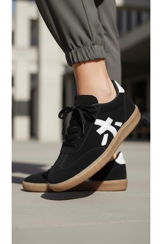 Marina Rosse Kadın Sanda Günlük Ortopedik Rahat Taban Sneaker Siyah