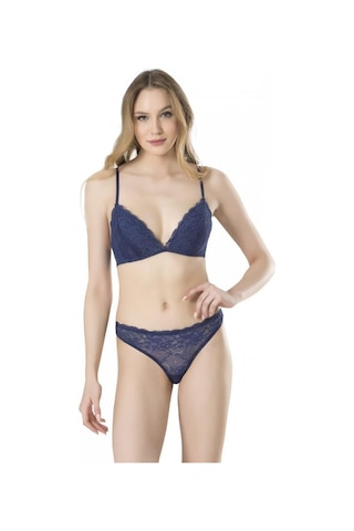 Fabony Bayan Dantelli Bralet Sütyen String Külot Takımı 4070 Lacivert
