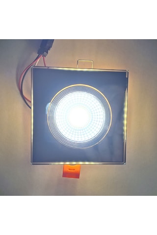 Füme Cam Kare Sıva Altı Led Spot Armatür İç Beyaz, Kenar Gün Işığ