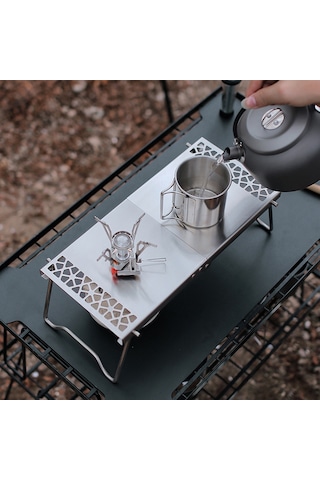 Wezone Dış Mekan Çelik Katlanabilir Tablo - Hafif, Taşınabilir, 35cm Genişlik, Çanta İçerir Gümüş