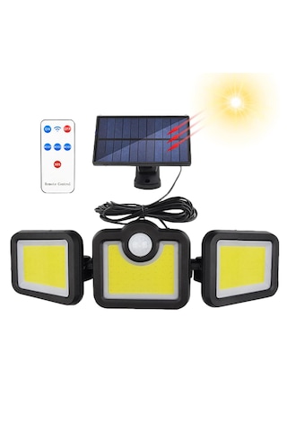 Greentech Güneş Enerjili Hareket Sensörlü, 3 Taraflı 171 Cob Led Aydınlatma / GT-SL15