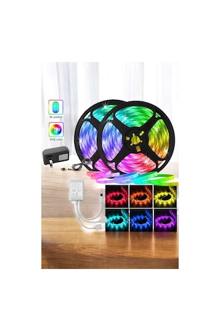 5 Metre Şerit Led Rgb Işıklı Kumandalı Güç Adaptörü Her Ortama Uygun Standart