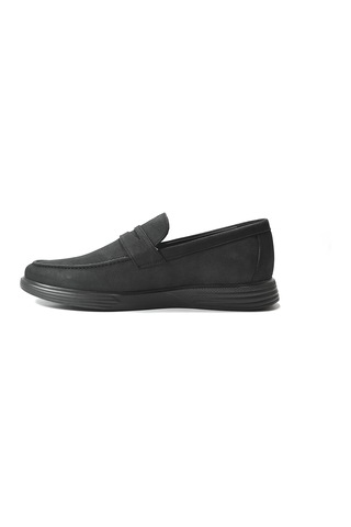 Forex 4042 Hakiki Deri Nubuk Siyah Anatomik Loafer Erkek Ayakkabı Siyah