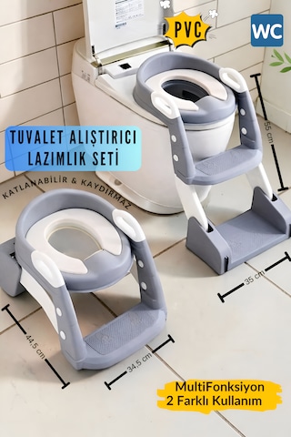 Tuvalet Eğitim Alıştırma Koltuğu Tutma Kollu Ayarlanabilir Lazımlık Klozet Pisuvar Kapağı Adaptörü