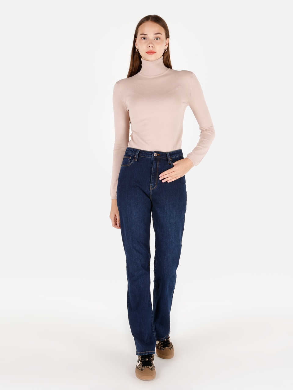 Colin's Colins Dar Kesim Balıkçı Yaka Bej Kadın Kazak Cl1070208 Bej