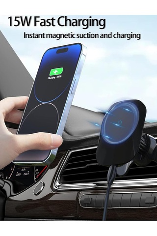 15w Magsafe Uyumlu Kablosuz Araç Içi Havalandırma Telefon Tutucu 15w Wireless Hızlı Şarj Cihazı