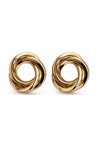 Gold Düğüm Tasarım Küpe Parlak Modern Şık Kadın Küpe Altın