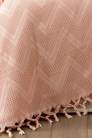 %100 Pamuk Çift Kişilik Bağlama Saçaklı Pike-220x240 Cm-pudra Pudra Pudra