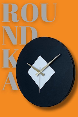 Roundka Model Metal Sıvama Akar Sessiz Mekanizmalı Duvar Saati 40 40 Cm Siyah Beyaz