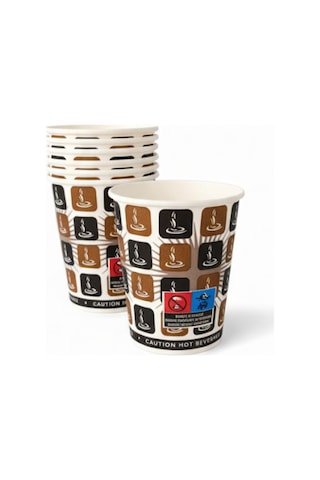 Damalı Karton Bardak 50 Adet 8 Oz - 240 Ml 50