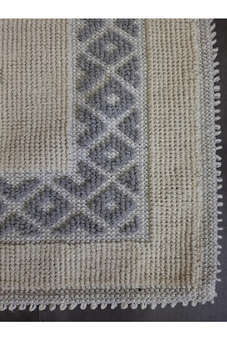 Soffy Doğal Pamuklu Gri & Krem Ayak Paspası Ayak Havlusu 50x70 Cm gri