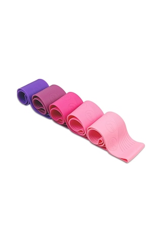Gymo Pro Series Çantalı Direnç Bandı Fitness Pilates Esnetme Lastiği 5'li Set Silikon Mor Çok Renkli