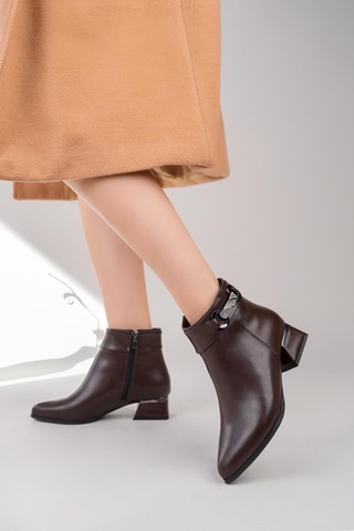 Nesilshoes Nesil Shoes Özma 711 Kahve Topuklu Kışlık Kadın Bot