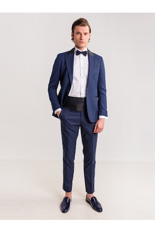Dufy Lacivert Erkek Modern Fit Mono Yaka Smokin Takım-61293 Lacivert