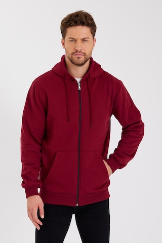 Comeor Kanguru Cepli Kapüşonlu Fermuarlı İçi Pamuklu Erkek Sweatshirt Bordo 001 Bordo