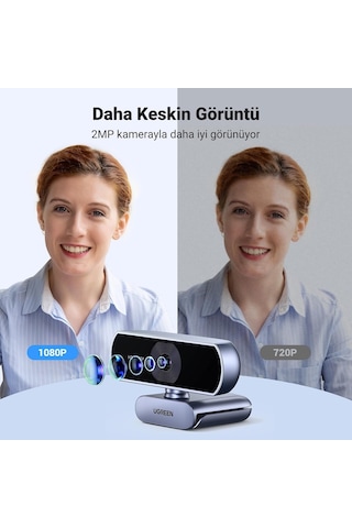 Usb Web Kamerası Pc İçin Full Hd 1080p/30fps Web Kamerası, Mikrofonlu Web Kamerası Net Stereo Ses Otomatik Işık D