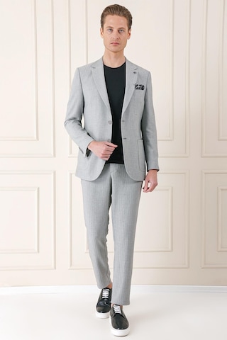 Efor Comfort Fit Çift Yırtmaç Balıksırtı Dokuma Pamuk Casual Gri Ceket C 672 Gri
