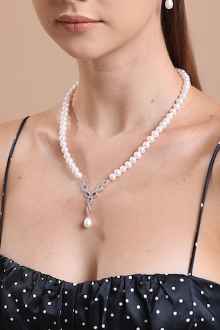 6,5 Mm Sonsuzluk Taşlı Doğal İncili Küpe Kolye Bileklik Üçlü Set