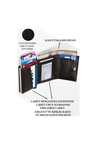 Tuldar Erkek Rfıd Otomatik Çekim Koruyucu Mekanizmalı Kağıt Para Bölmeli Hediyelik Kartlık Cüzdan Tul601 - Turuncu