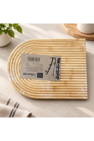 Bambu Oval Çizgili Sunumluk Sarı