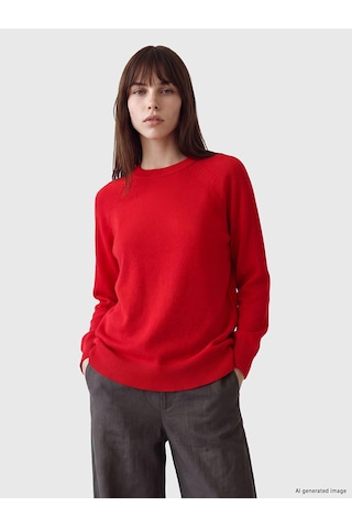 LC Waikiki Lcw Modest Kırmızı Bisiklet Yaka Kadın Triko Tunik Red